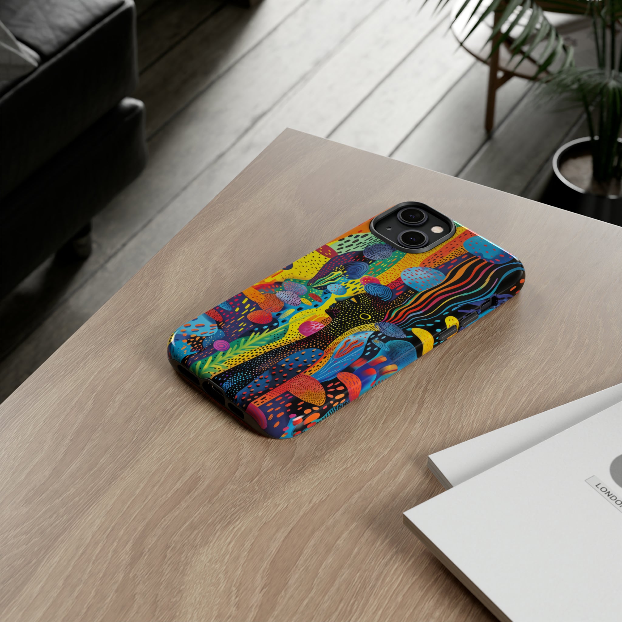 Phone Case, tribal dreamland, Artistic design, Tough Case, Colorful whimsical fantasy design, iPhone 15, 14, 13, 12, 11, Samsung, Pixel