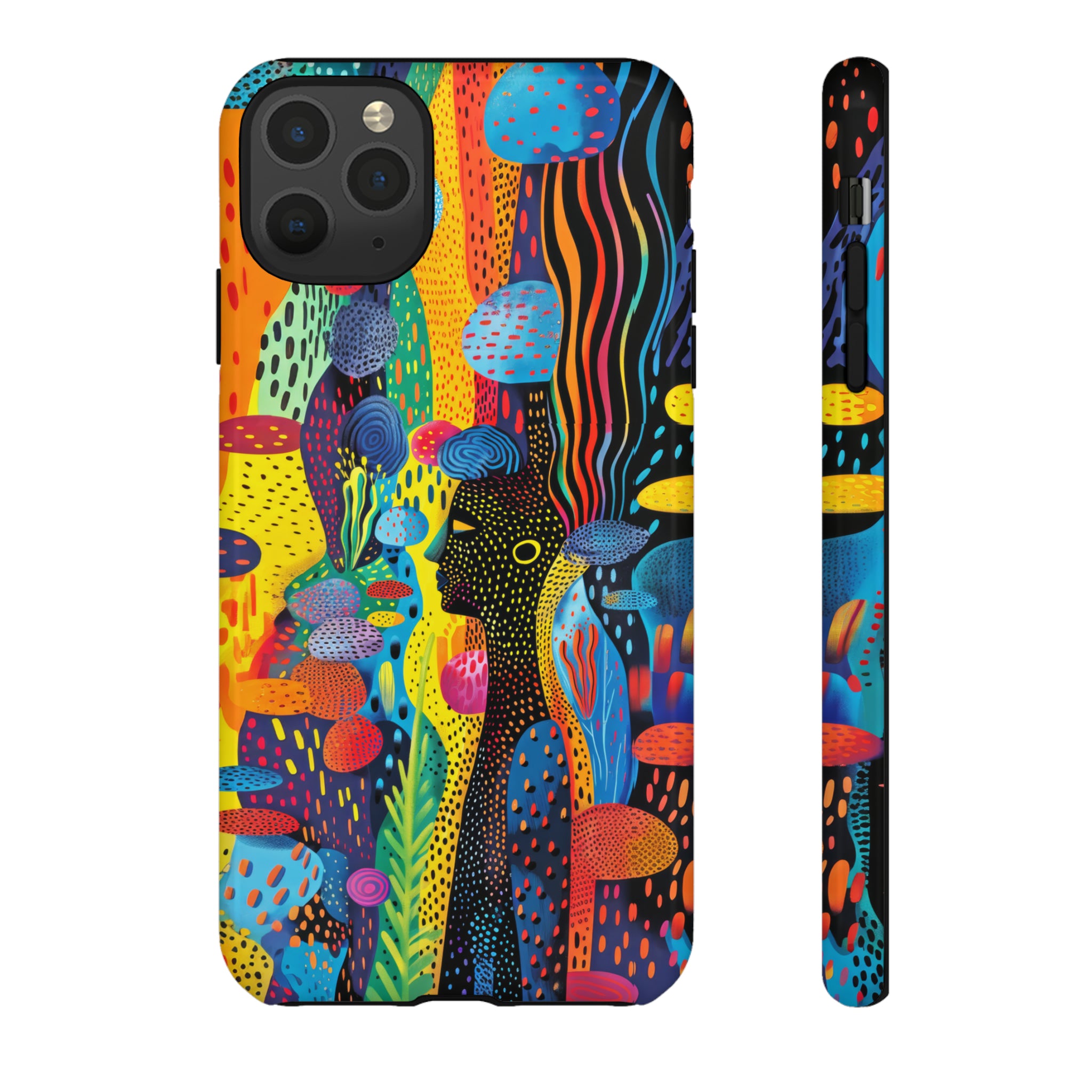 Phone Case, tribal dreamland, Artistic design, Tough Case, Colorful whimsical fantasy design, iPhone 15, 14, 13, 12, 11, Samsung, Pixel