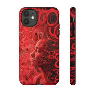 Phone Case, woman in red, Artistic design, Tough Case, red whimsical fantasy design, iPhone 15, 14, 13, 12, 11, Samsung, Pixel