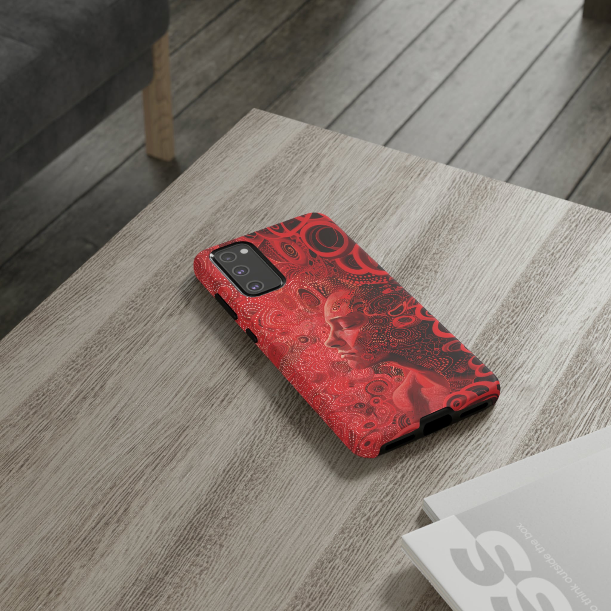 Phone Case, woman in red, Artistic design, Tough Case, red whimsical fantasy design, iPhone 15, 14, 13, 12, 11, Samsung, Pixel