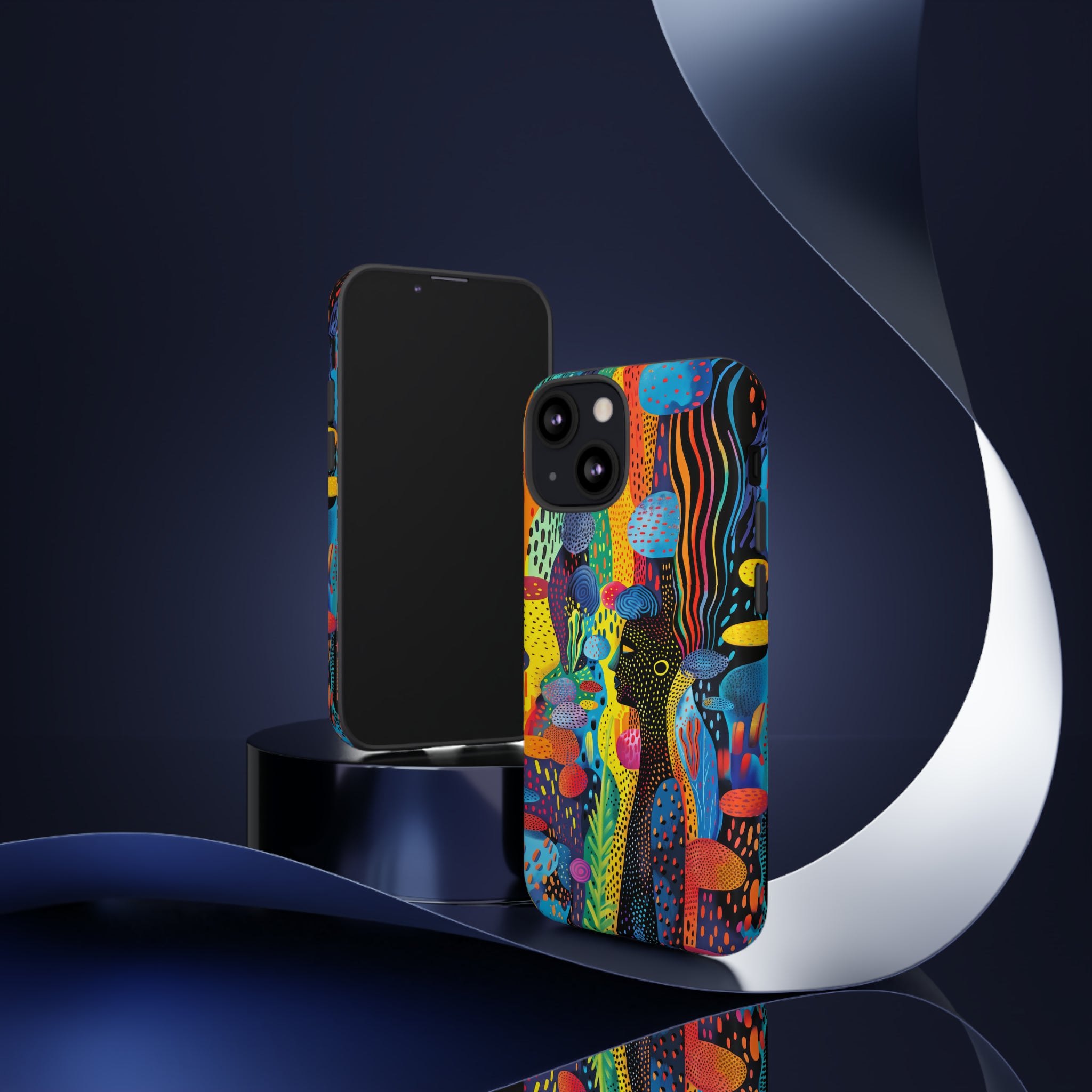 Phone Case, tribal dreamland, Artistic design, Tough Case, Colorful whimsical fantasy design, iPhone 15, 14, 13, 12, 11, Samsung, Pixel