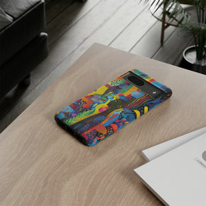 Phone Case, tribal dreamland, Artistic design, Tough Case, Colorful whimsical fantasy design, iPhone 15, 14, 13, 12, 11, Samsung, Pixel