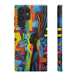 Phone Case, tribal dreamland, Artistic design, Tough Case, Colorful whimsical fantasy design, iPhone 15, 14, 13, 12, 11, Samsung, Pixel