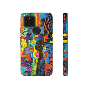 Phone Case, tribal dreamland, Artistic design, Tough Case, Colorful whimsical fantasy design, iPhone 15, 14, 13, 12, 11, Samsung, Pixel