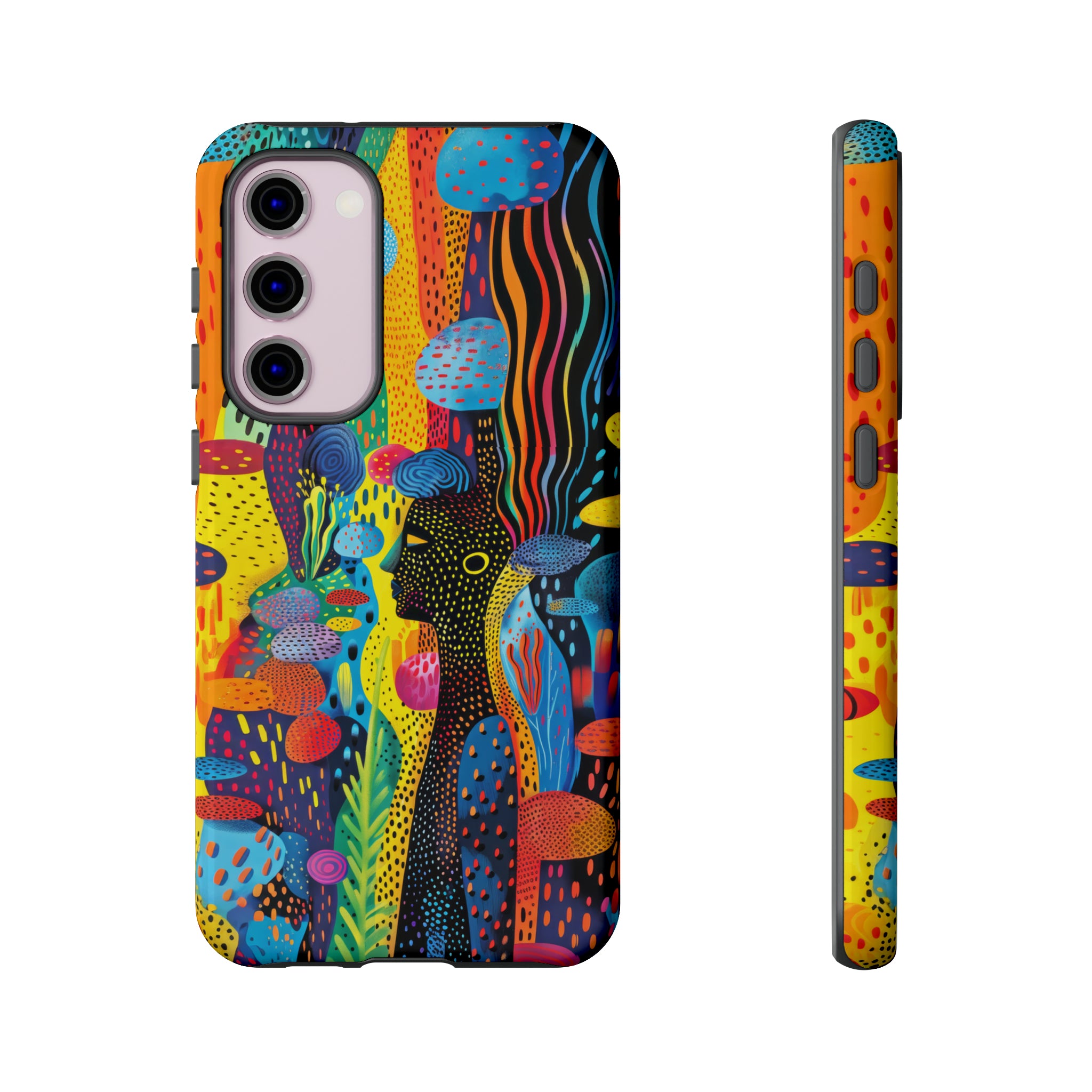 Phone Case, tribal dreamland, Artistic design, Tough Case, Colorful whimsical fantasy design, iPhone 15, 14, 13, 12, 11, Samsung, Pixel