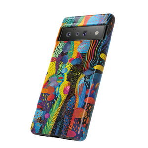 Phone Case, tribal dreamland, Artistic design, Tough Case, Colorful whimsical fantasy design, iPhone 15, 14, 13, 12, 11, Samsung, Pixel