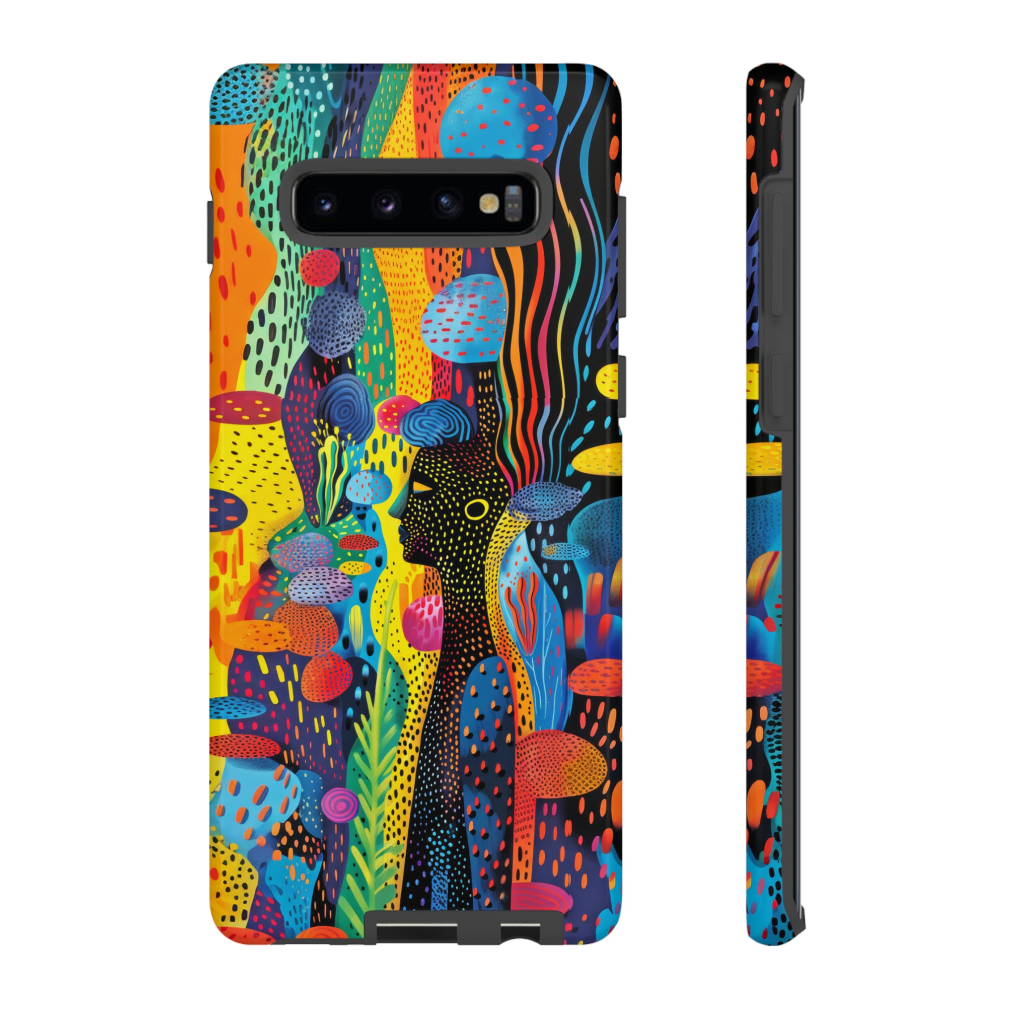 Phone Case, tribal dreamland, Artistic design, Tough Case, Colorful whimsical fantasy design, iPhone 15, 14, 13, 12, 11, Samsung, Pixel