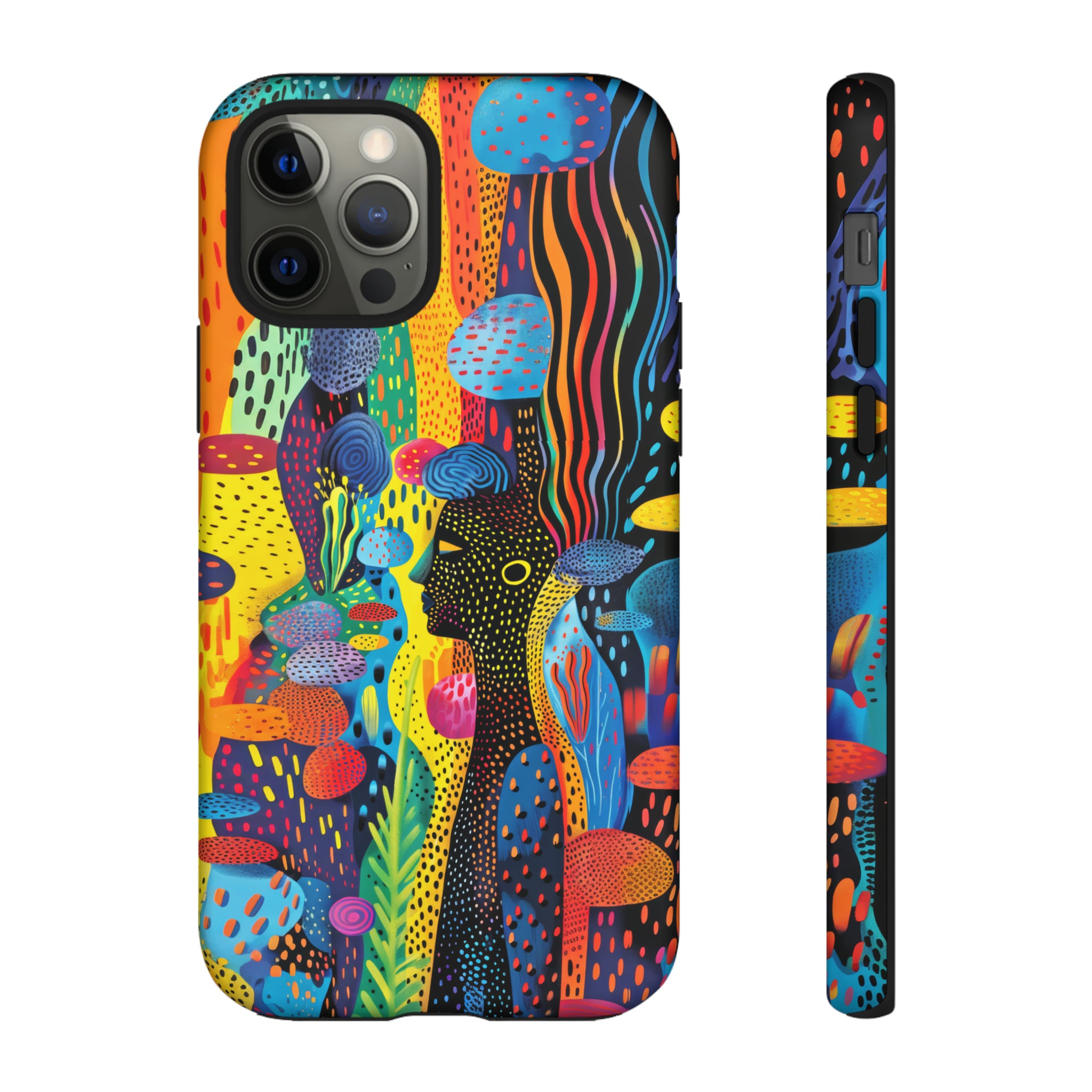 Phone Case, tribal dreamland, Artistic design, Tough Case, Colorful whimsical fantasy design, iPhone 15, 14, 13, 12, 11, Samsung, Pixel