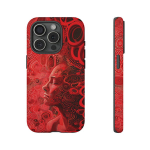 Phone Case, woman in red, Artistic design, Tough Case, red whimsical fantasy design, iPhone 15, 14, 13, 12, 11, Samsung, Pixel