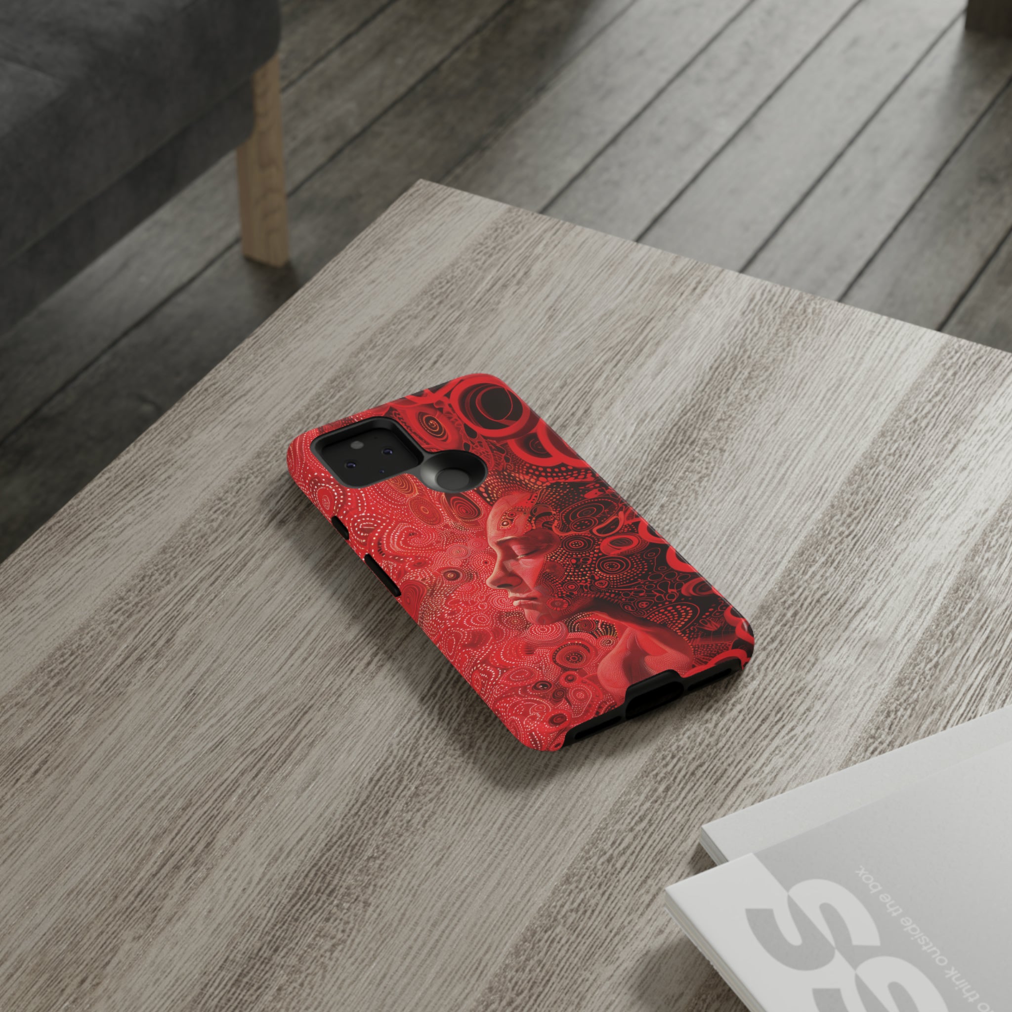 Phone Case, woman in red, Artistic design, Tough Case, red whimsical fantasy design, iPhone 15, 14, 13, 12, 11, Samsung, Pixel