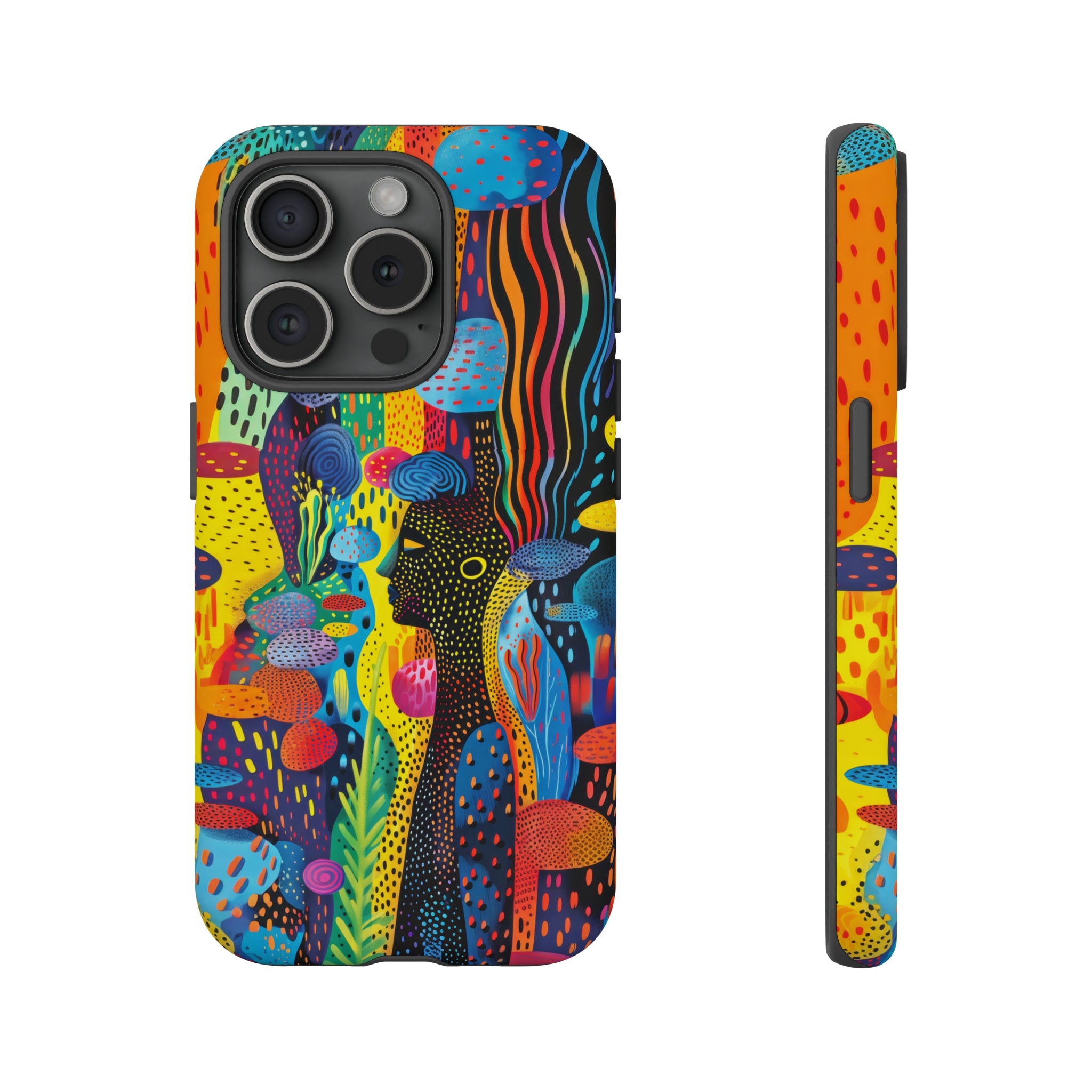 Phone Case, tribal dreamland, Artistic design, Tough Case, Colorful whimsical fantasy design, iPhone 15, 14, 13, 12, 11, Samsung, Pixel