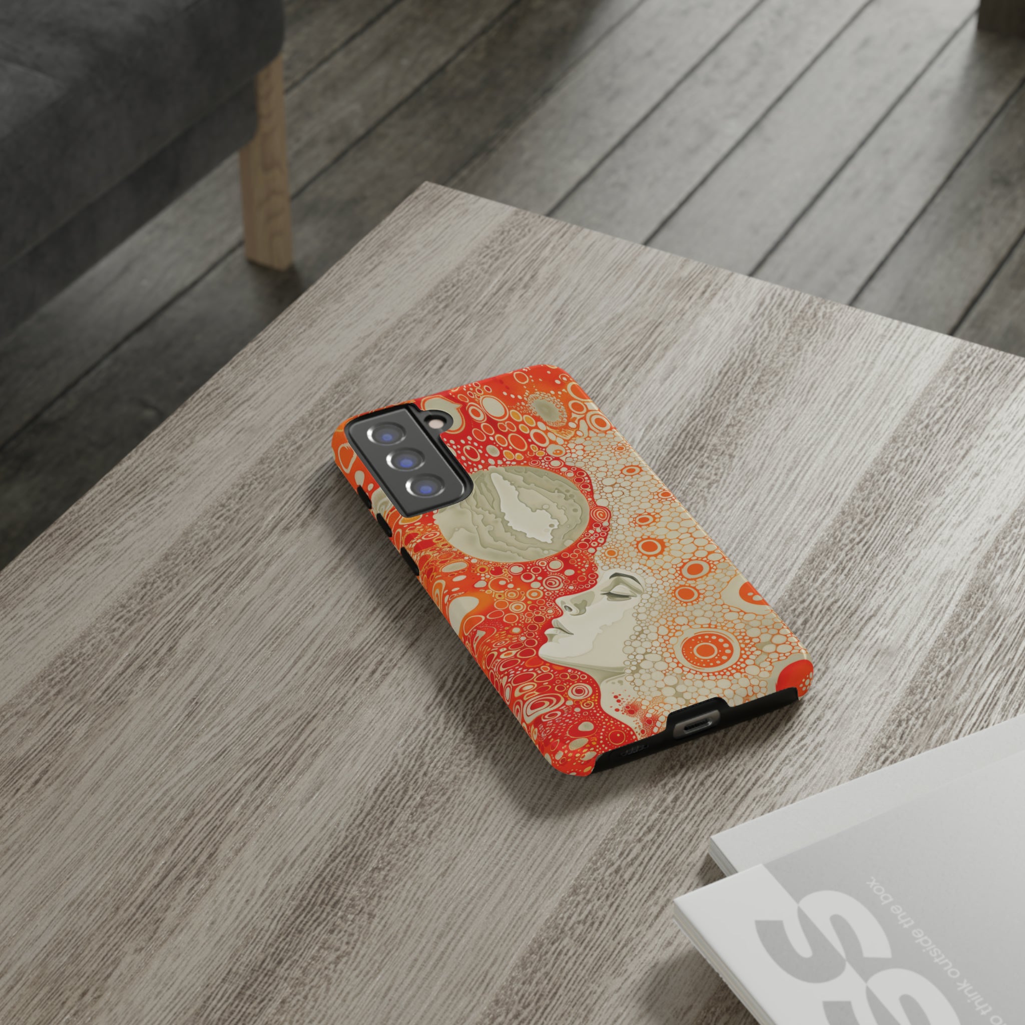 Phone Case, orange Constellation, Artistic design, Tough Case, Colorful whimsical fantasy design, iPhone 15, 14, 13, 12, 11, Samsung, Pixel