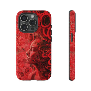 Phone Case, woman in red, Artistic design, Tough Case, red whimsical fantasy design, iPhone 15, 14, 13, 12, 11, Samsung, Pixel