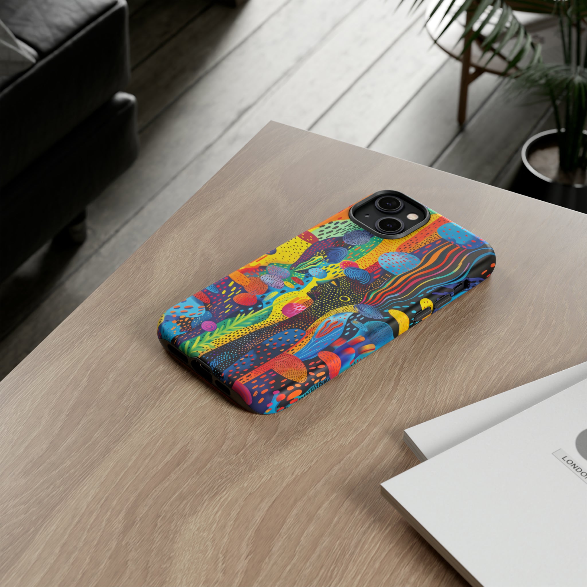 Phone Case, tribal dreamland, Artistic design, Tough Case, Colorful whimsical fantasy design, iPhone 15, 14, 13, 12, 11, Samsung, Pixel