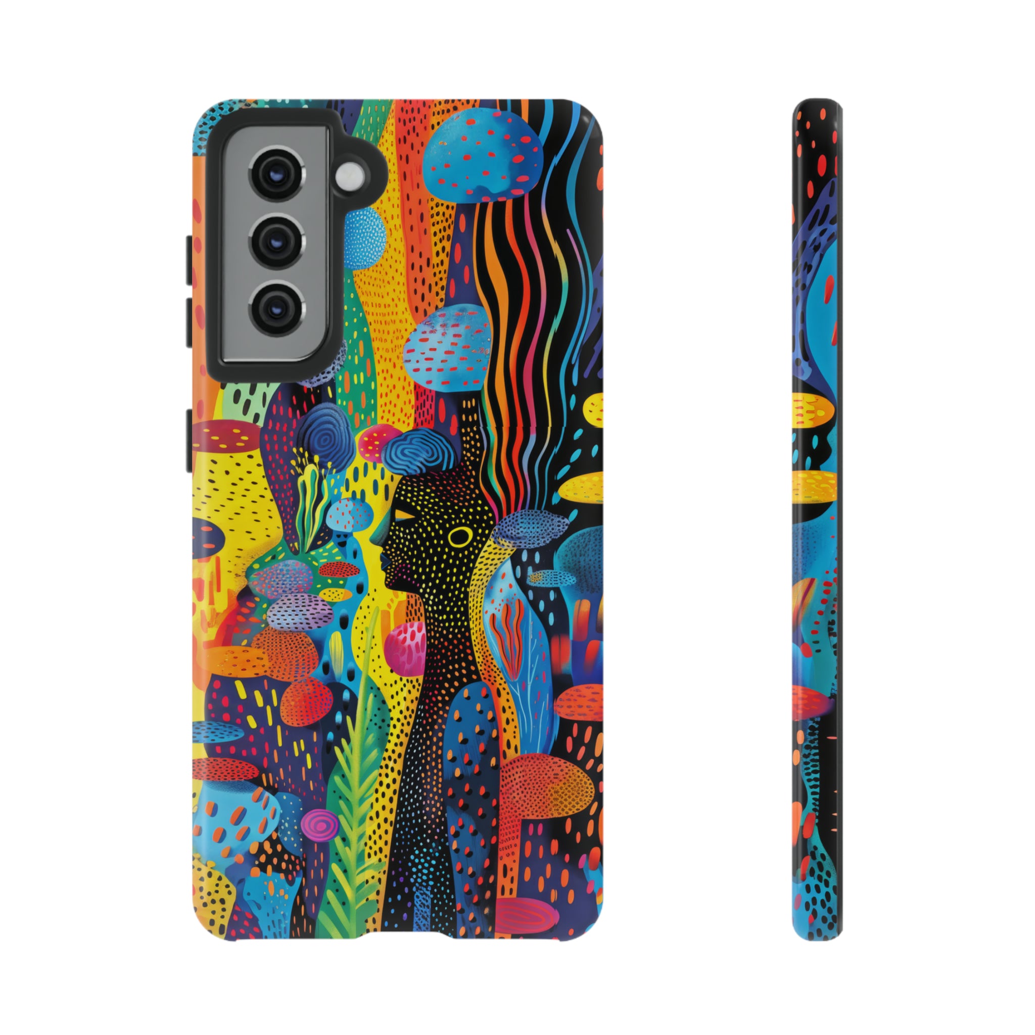 Phone Case, tribal dreamland, Artistic design, Tough Case, Colorful whimsical fantasy design, iPhone 15, 14, 13, 12, 11, Samsung, Pixel