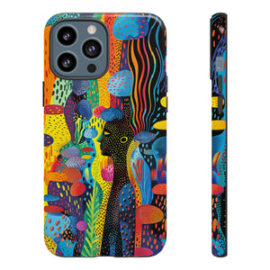 Phone Case, tribal dreamland, Artistic design, Tough Case, Colorful whimsical fantasy design, iPhone 15, 14, 13, 12, 11, Samsung, Pixel