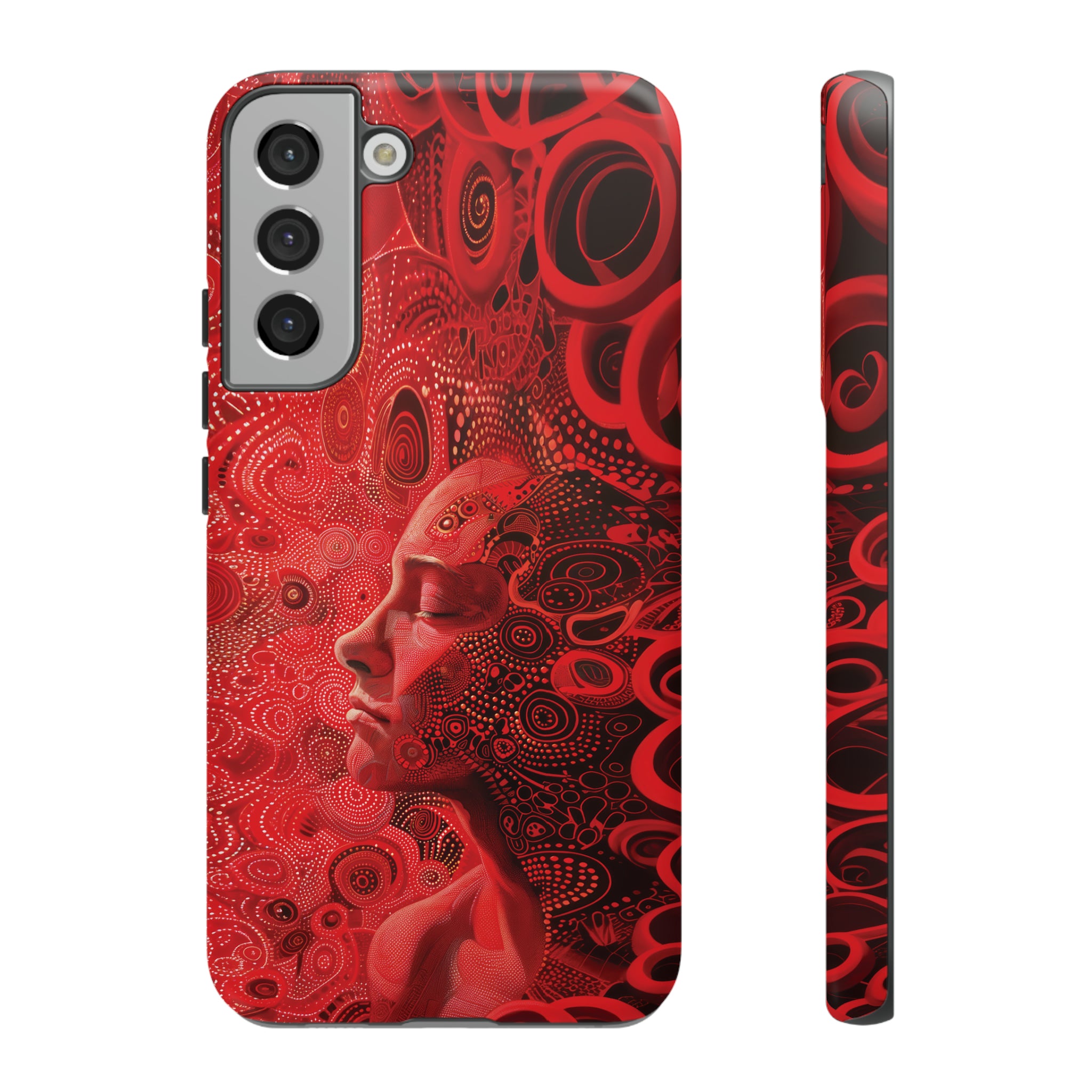 Phone Case, woman in red, Artistic design, Tough Case, red whimsical fantasy design, iPhone 15, 14, 13, 12, 11, Samsung, Pixel