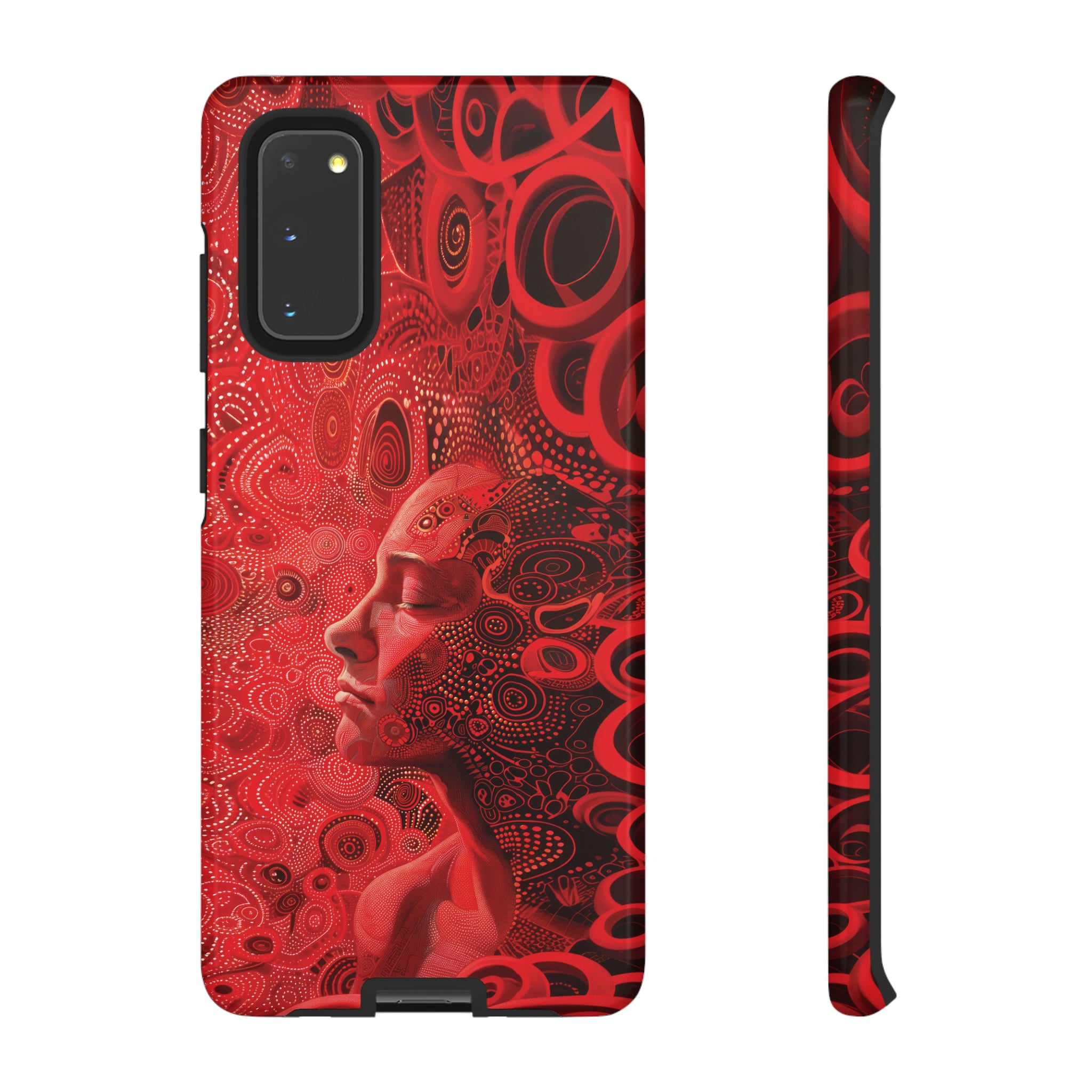 Phone Case, woman in red, Artistic design, Tough Case, red whimsical fantasy design, iPhone 15, 14, 13, 12, 11, Samsung, Pixel