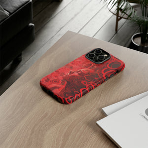 Phone Case, woman in red, Artistic design, Tough Case, red whimsical fantasy design, iPhone 15, 14, 13, 12, 11, Samsung, Pixel