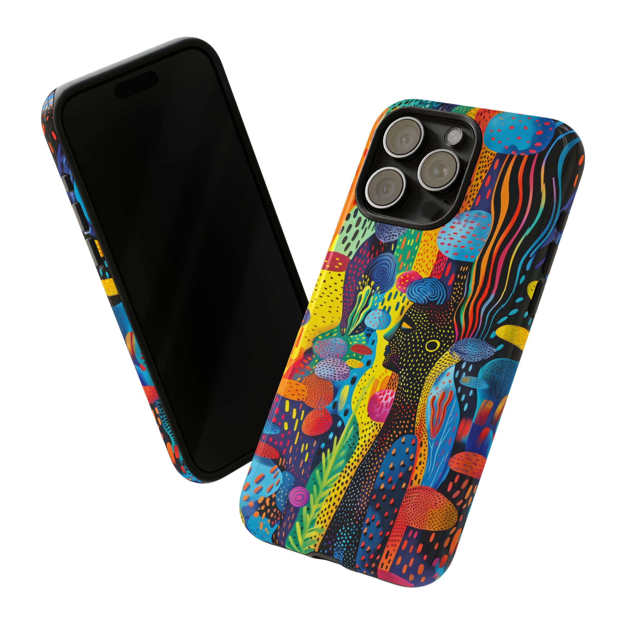 Phone Case, tribal dreamland, Artistic design, Tough Case, Colorful whimsical fantasy design, iPhone 15, 14, 13, 12, 11, Samsung, Pixel