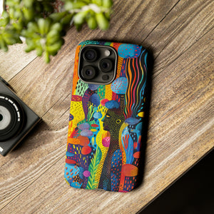 Phone Case, tribal dreamland, Artistic design, Tough Case, Colorful whimsical fantasy design, iPhone 15, 14, 13, 12, 11, Samsung, Pixel