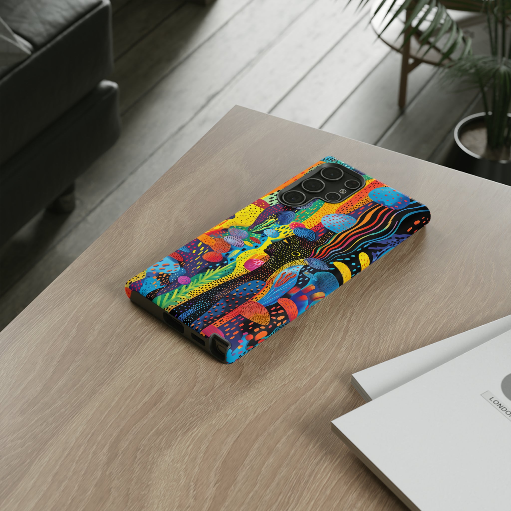 Phone Case, tribal dreamland, Artistic design, Tough Case, Colorful whimsical fantasy design, iPhone 15, 14, 13, 12, 11, Samsung, Pixel