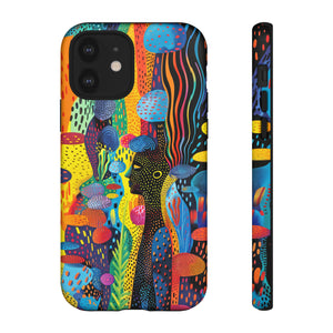 Phone Case, tribal dreamland, Artistic design, Tough Case, Colorful whimsical fantasy design, iPhone 15, 14, 13, 12, 11, Samsung, Pixel