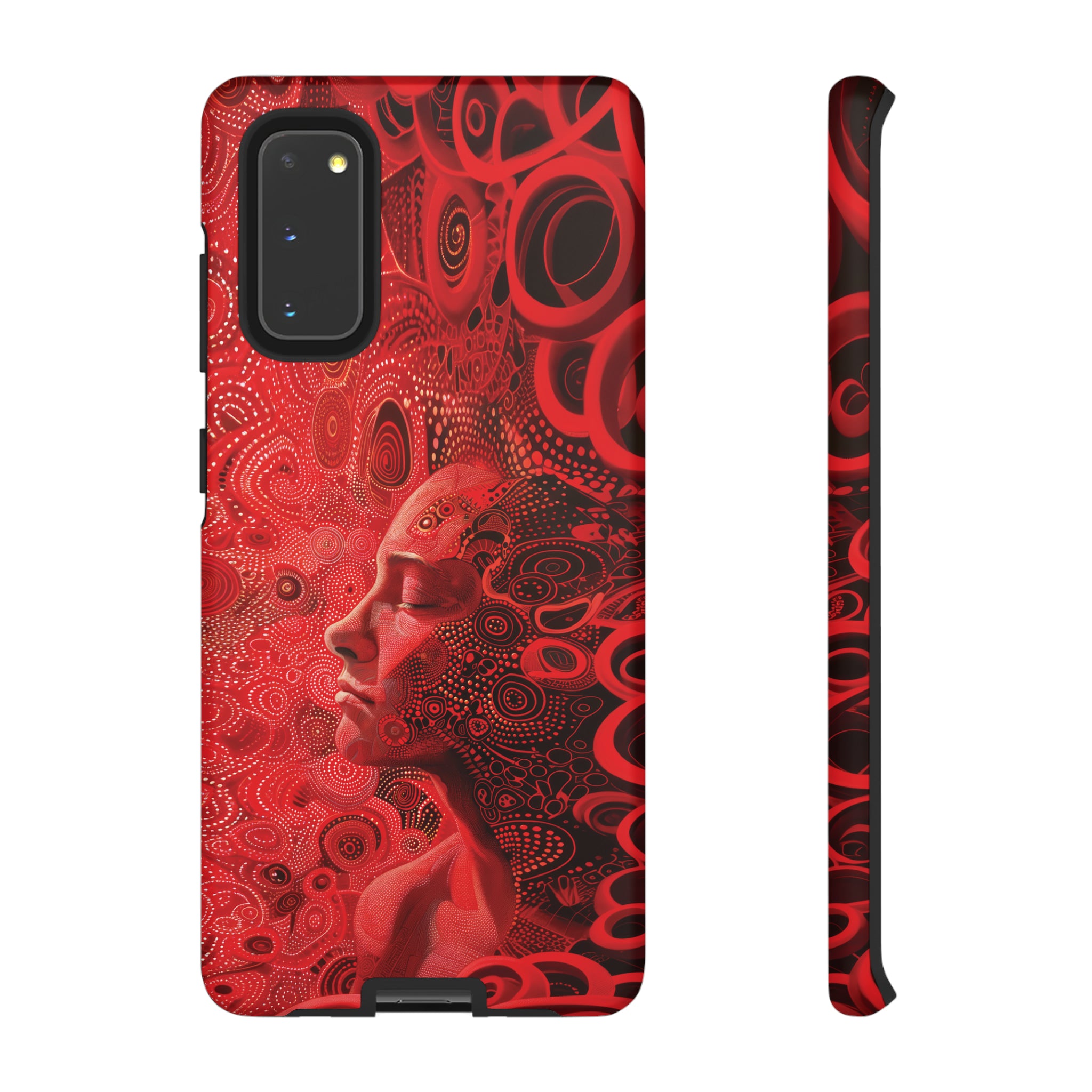 Phone Case, woman in red, Artistic design, Tough Case, red whimsical fantasy design, iPhone 15, 14, 13, 12, 11, Samsung, Pixel