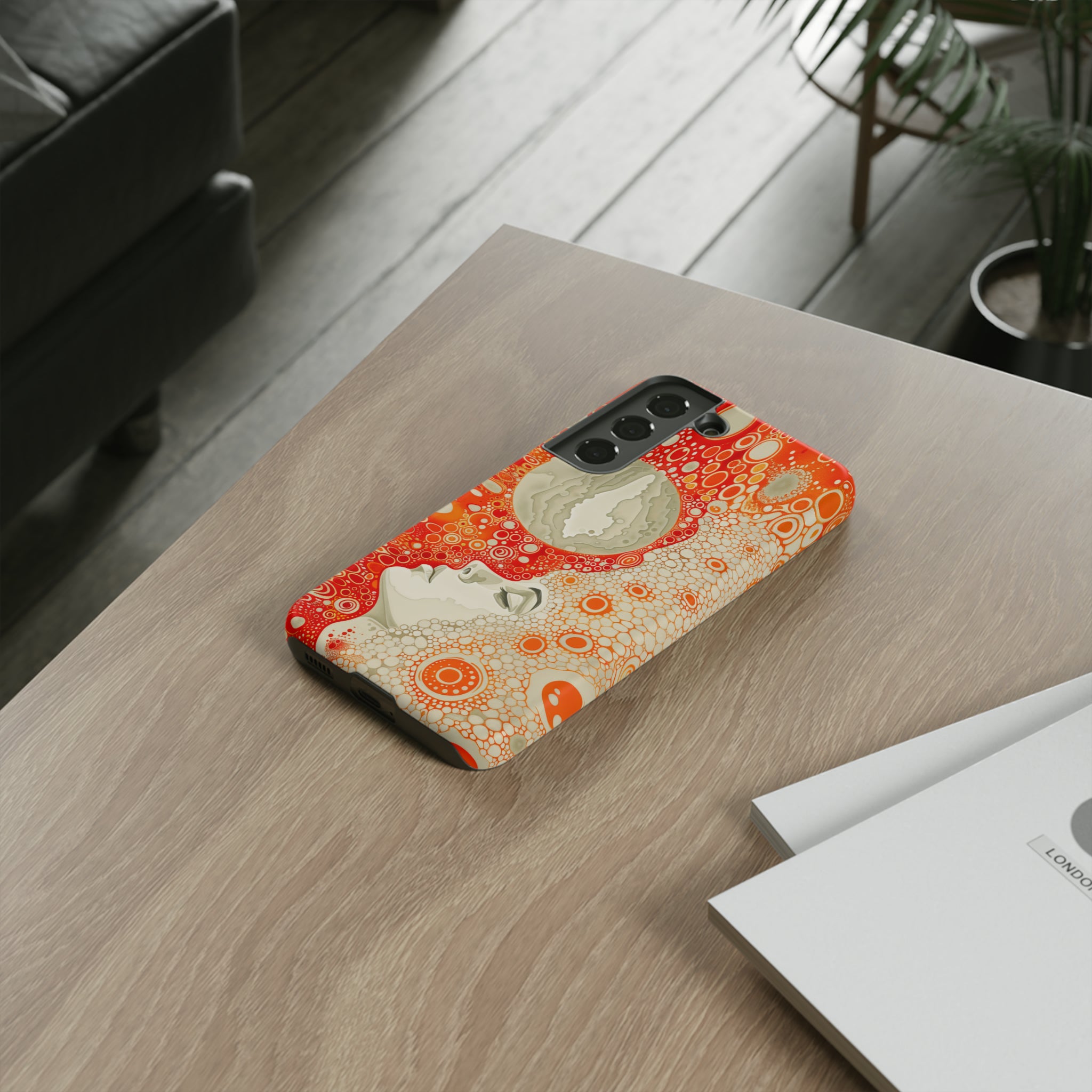 Phone Case, orange Constellation, Artistic design, Tough Case, Colorful whimsical fantasy design, iPhone 15, 14, 13, 12, 11, Samsung, Pixel