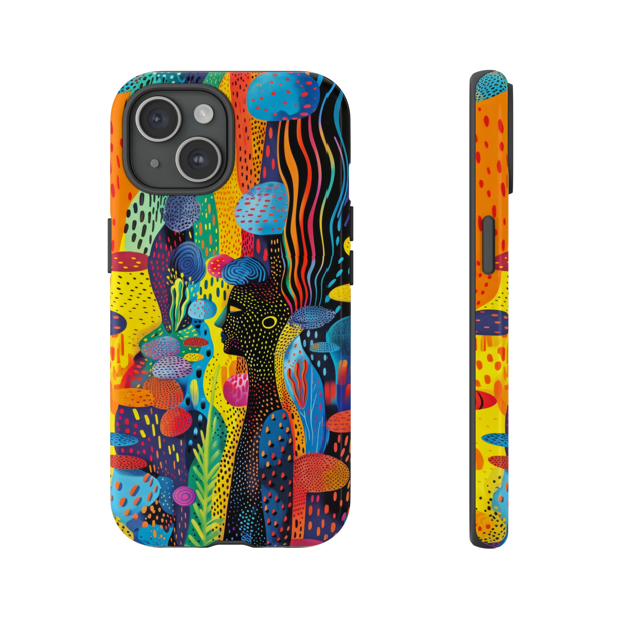 Phone Case, tribal dreamland, Artistic design, Tough Case, Colorful whimsical fantasy design, iPhone 15, 14, 13, 12, 11, Samsung, Pixel