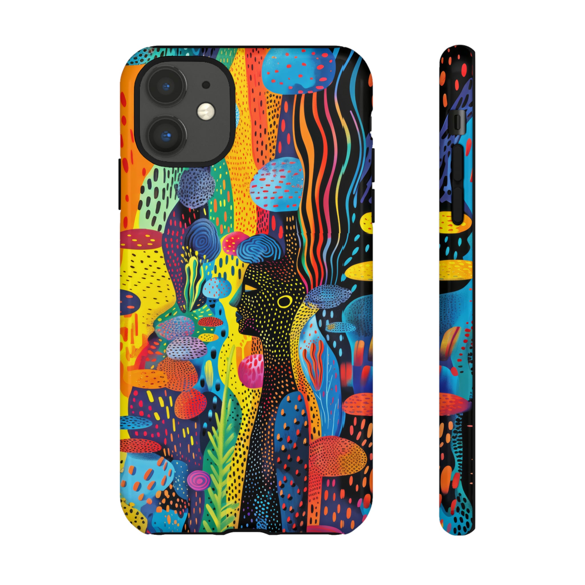 Phone Case, tribal dreamland, Artistic design, Tough Case, Colorful whimsical fantasy design, iPhone 15, 14, 13, 12, 11, Samsung, Pixel