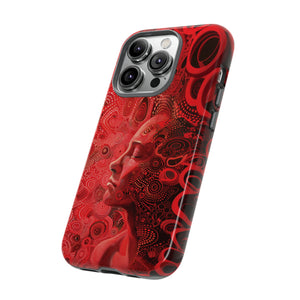 Phone Case, woman in red, Artistic design, Tough Case, red whimsical fantasy design, iPhone 15, 14, 13, 12, 11, Samsung, Pixel