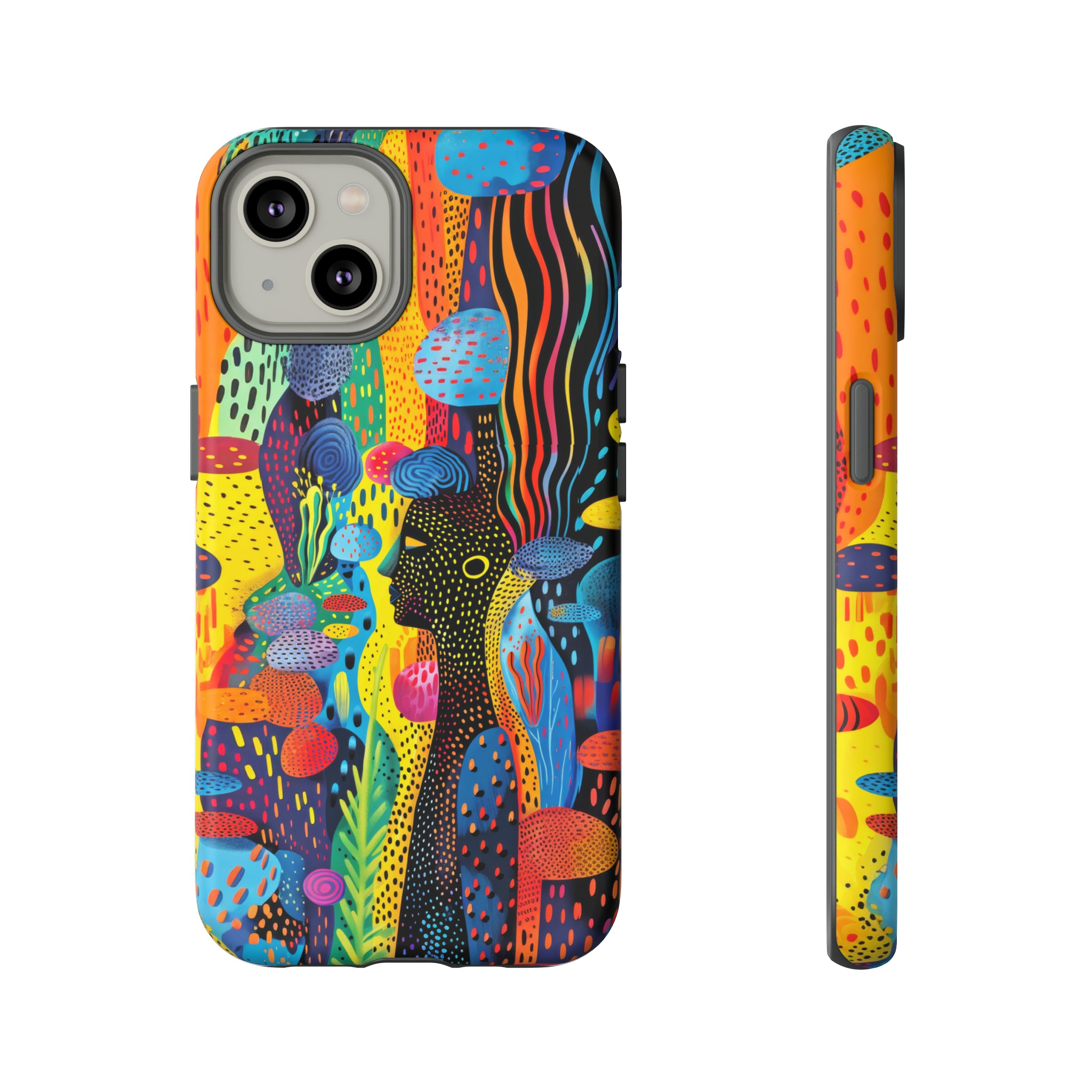 Phone Case, tribal dreamland, Artistic design, Tough Case, Colorful whimsical fantasy design, iPhone 15, 14, 13, 12, 11, Samsung, Pixel