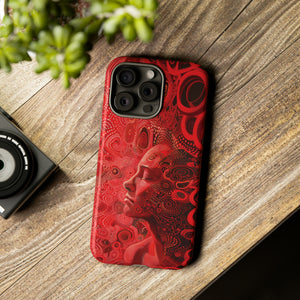 Phone Case, woman in red, Artistic design, Tough Case, red whimsical fantasy design, iPhone 15, 14, 13, 12, 11, Samsung, Pixel