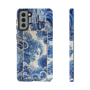 Phone Case, vintage blue girl tile , Artistic design, Tough Case, Blue vintage tile design, iPhone 15, 14, 13, 12, 11, Samsung, Pixel