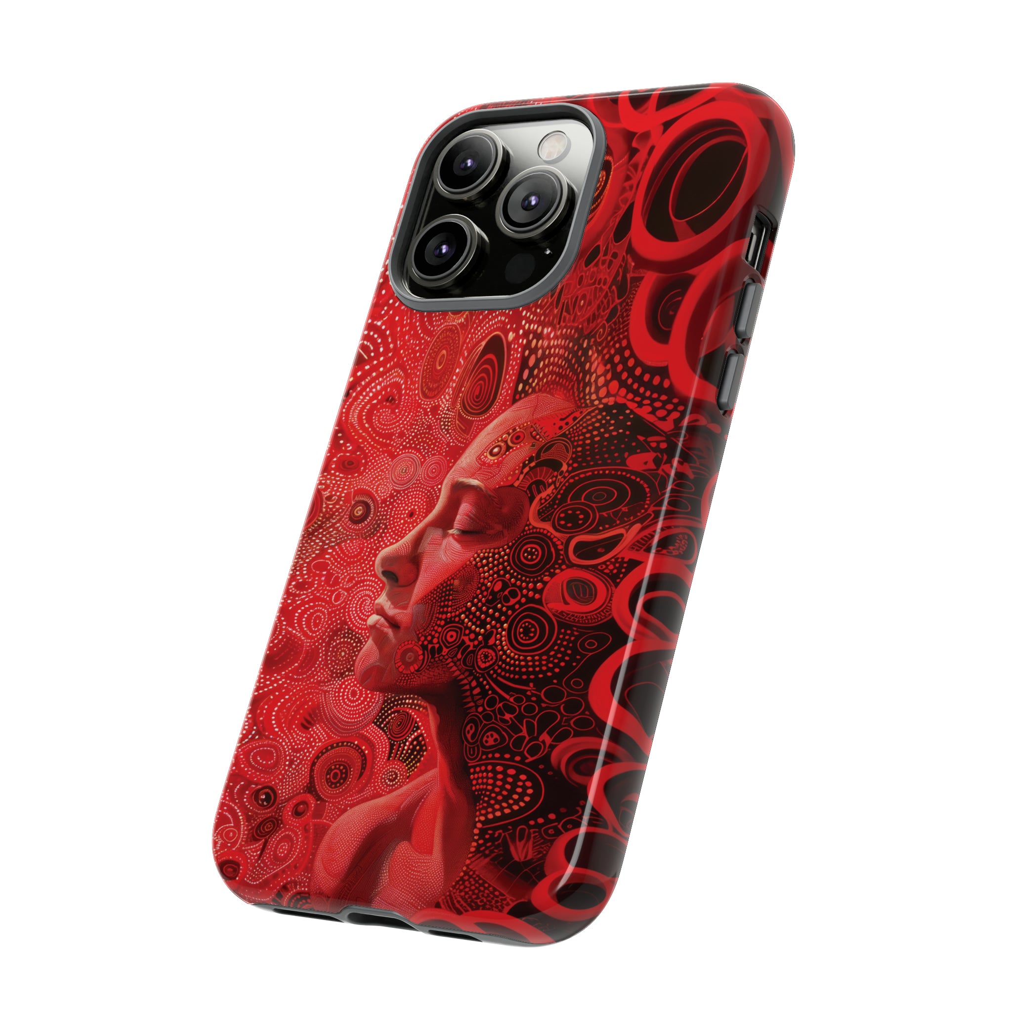 Phone Case, woman in red, Artistic design, Tough Case, red whimsical fantasy design, iPhone 15, 14, 13, 12, 11, Samsung, Pixel