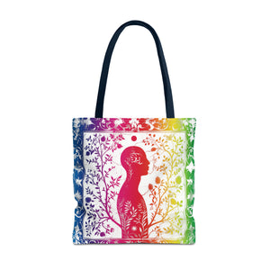 Rainbow silhouette with navy blue strap Tote Bag (AOP)