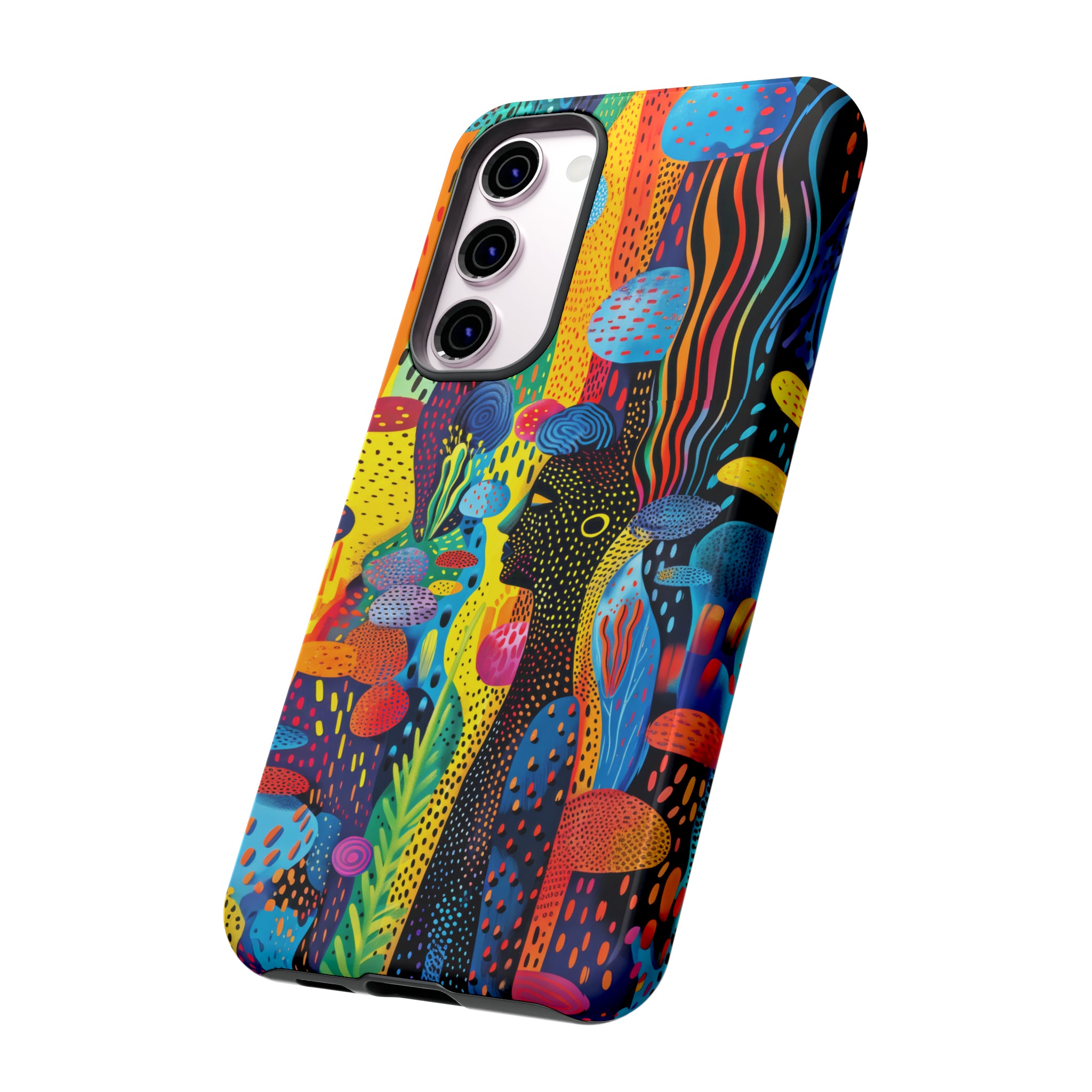 Phone Case, tribal dreamland, Artistic design, Tough Case, Colorful whimsical fantasy design, iPhone 15, 14, 13, 12, 11, Samsung, Pixel