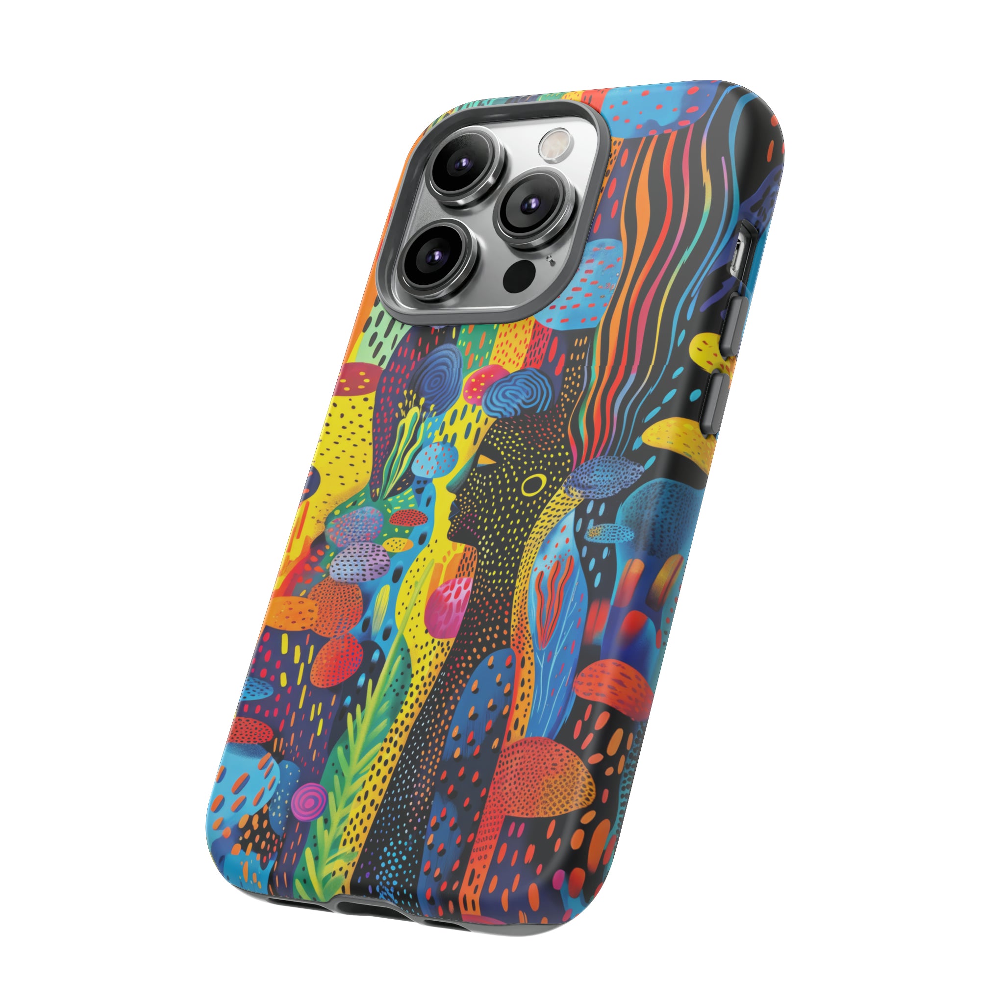 Phone Case, tribal dreamland, Artistic design, Tough Case, Colorful whimsical fantasy design, iPhone 15, 14, 13, 12, 11, Samsung, Pixel