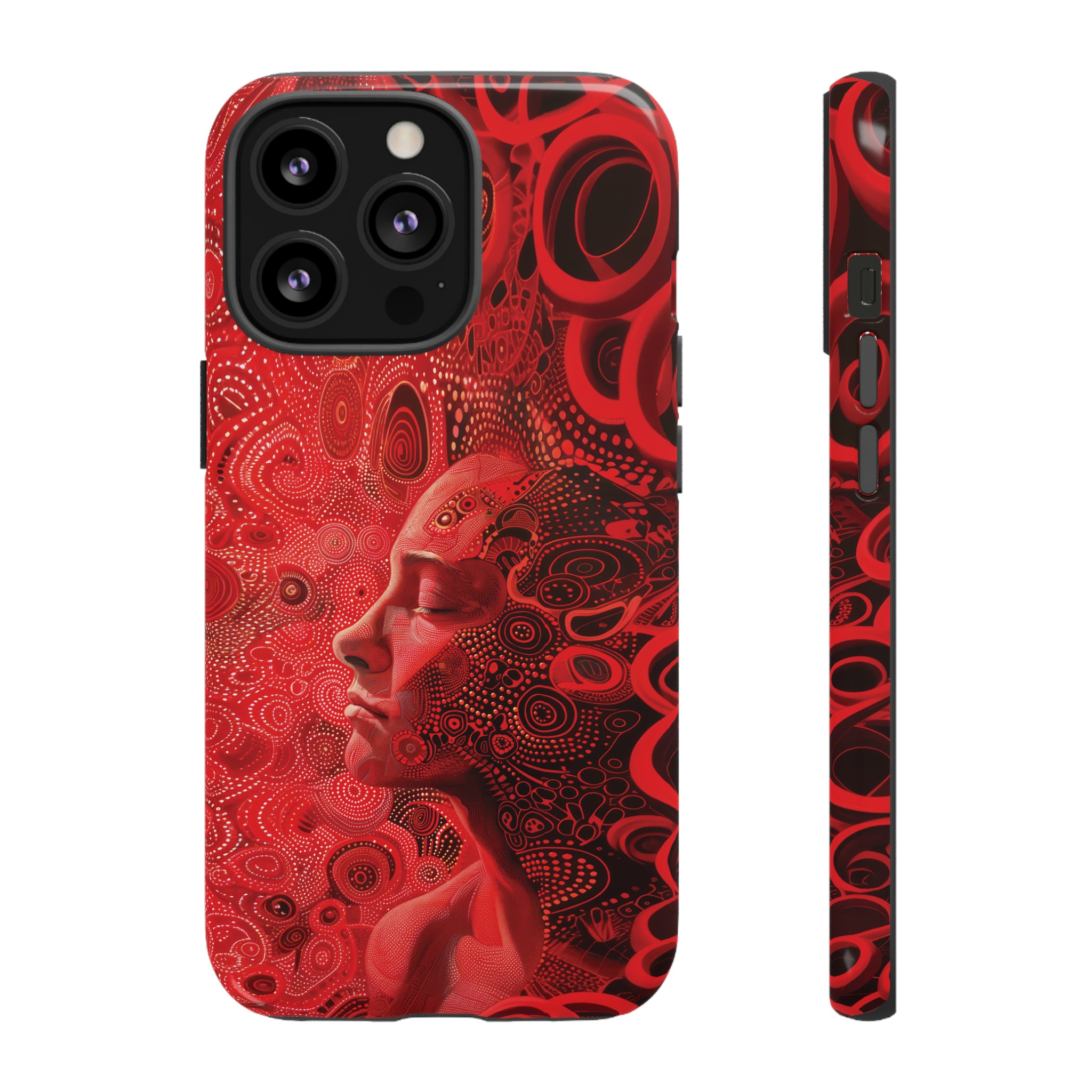 Phone Case, woman in red, Artistic design, Tough Case, red whimsical fantasy design, iPhone 15, 14, 13, 12, 11, Samsung, Pixel