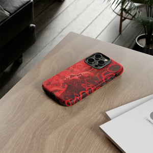 Phone Case, woman in red, Artistic design, Tough Case, red whimsical fantasy design, iPhone 15, 14, 13, 12, 11, Samsung, Pixel