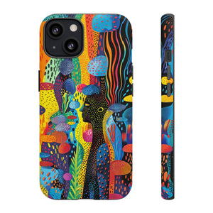 Phone Case, tribal dreamland, Artistic design, Tough Case, Colorful whimsical fantasy design, iPhone 15, 14, 13, 12, 11, Samsung, Pixel