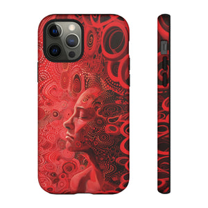 Phone Case, woman in red, Artistic design, Tough Case, red whimsical fantasy design, iPhone 15, 14, 13, 12, 11, Samsung, Pixel