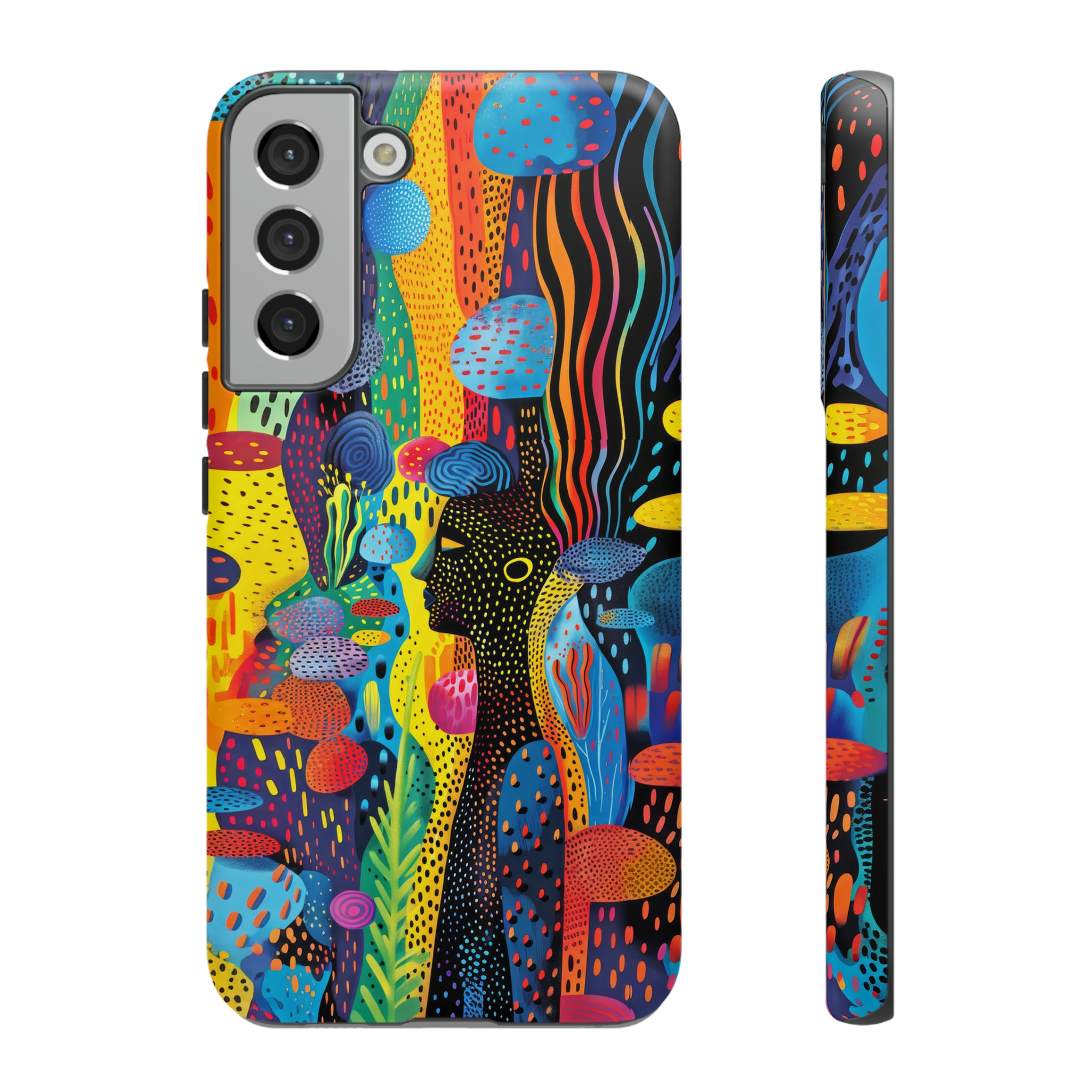 Phone Case, tribal dreamland, Artistic design, Tough Case, Colorful whimsical fantasy design, iPhone 15, 14, 13, 12, 11, Samsung, Pixel