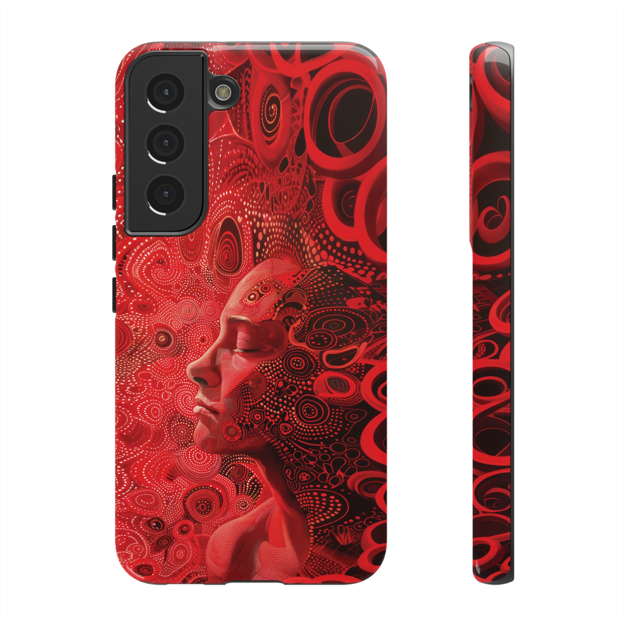 Phone Case, woman in red, Artistic design, Tough Case, red whimsical fantasy design, iPhone 15, 14, 13, 12, 11, Samsung, Pixel