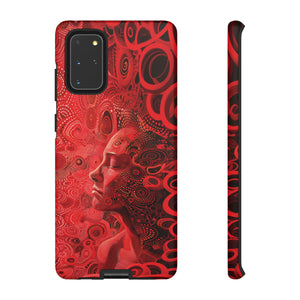 Phone Case, woman in red, Artistic design, Tough Case, red whimsical fantasy design, iPhone 15, 14, 13, 12, 11, Samsung, Pixel