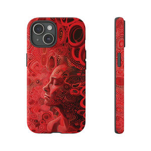 Phone Case, woman in red, Artistic design, Tough Case, red whimsical fantasy design, iPhone 15, 14, 13, 12, 11, Samsung, Pixel