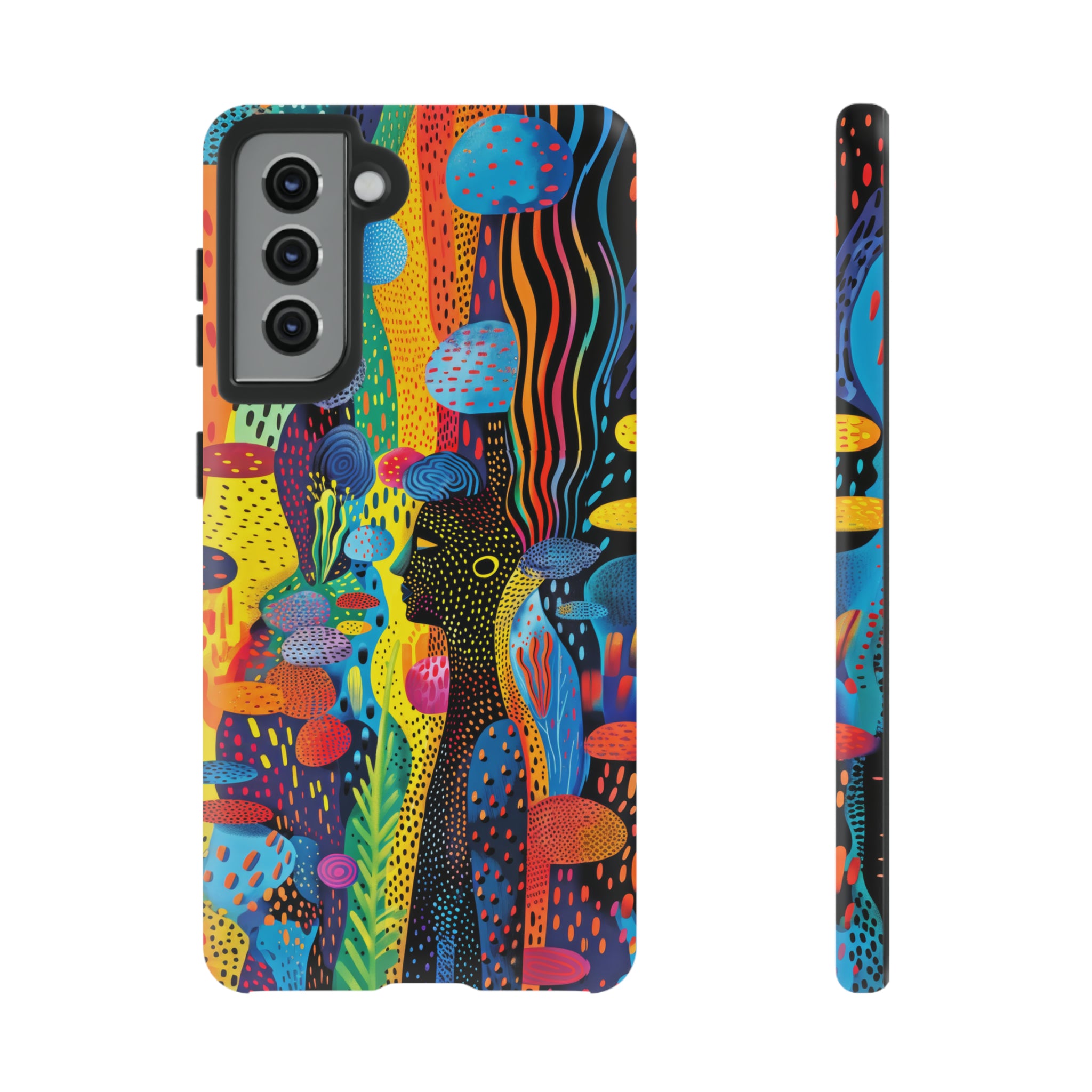 Phone Case, tribal dreamland, Artistic design, Tough Case, Colorful whimsical fantasy design, iPhone 15, 14, 13, 12, 11, Samsung, Pixel