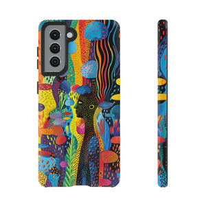 Phone Case, tribal dreamland, Artistic design, Tough Case, Colorful whimsical fantasy design, iPhone 15, 14, 13, 12, 11, Samsung, Pixel