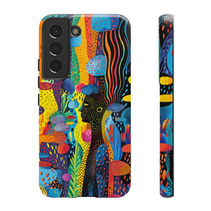 Phone Case, tribal dreamland, Artistic design, Tough Case, Colorful whimsical fantasy design, iPhone 15, 14, 13, 12, 11, Samsung, Pixel